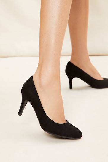 Friends Like These Black Suedette Wide FIt Low Heel Court Shoes