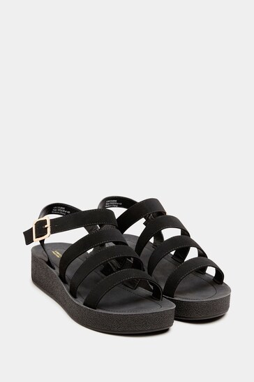Yours Curve Black Extra-Wide Fit Sporty Multi Strap Sandals