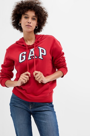 Gap Red Logo Zip Up Long Sleeve Hoodie