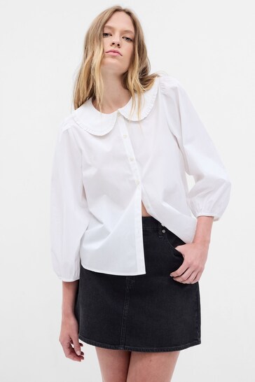 Buy Gap White Organic Cotton Round Collar Shirt from the Next UK online ...