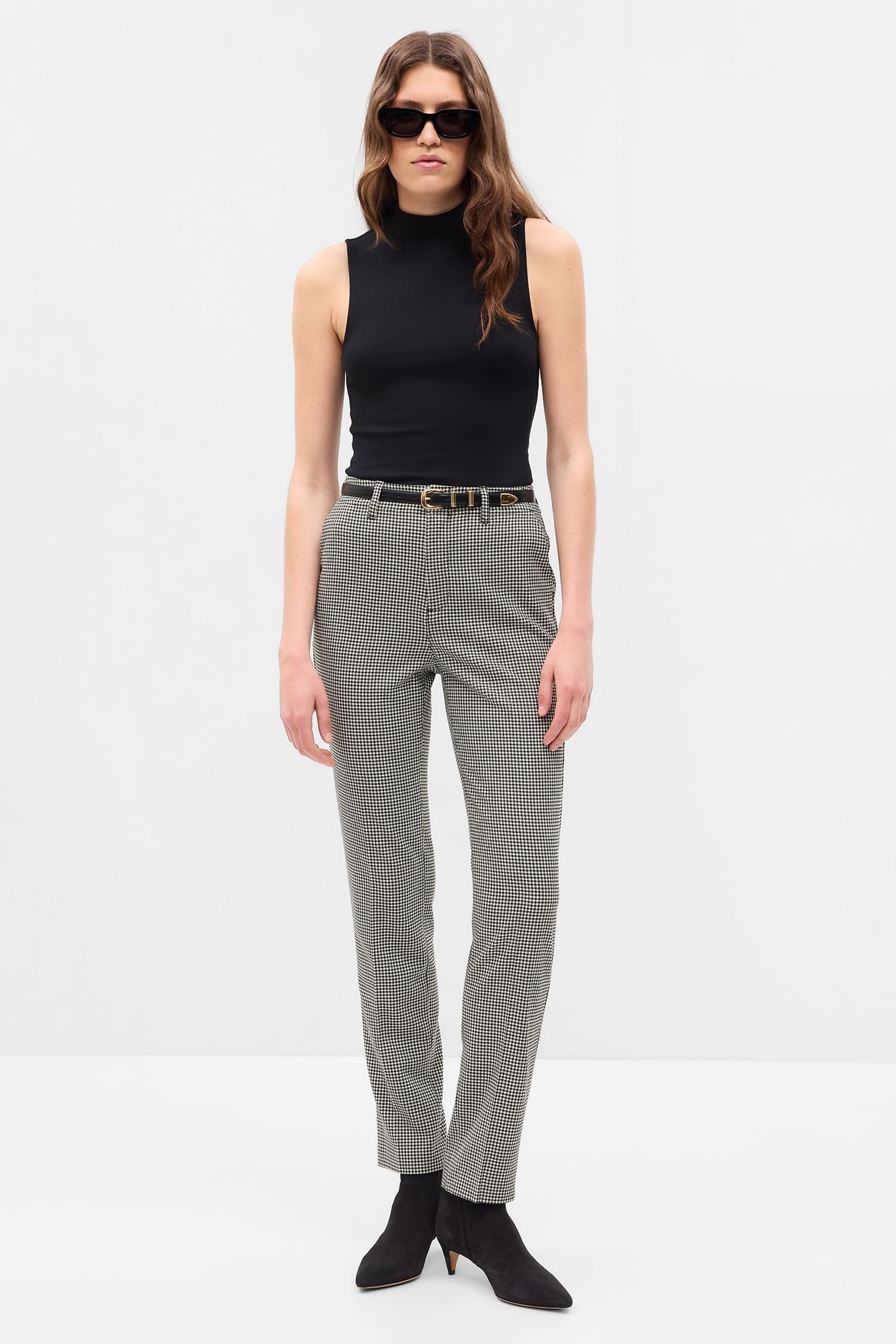 Buy Gap Grey Mid Rise Slim Printed Trousers from the Next UK