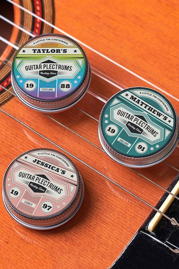 Personalised Colourful Guitar Plectrums In Tin by Oakdene Designs