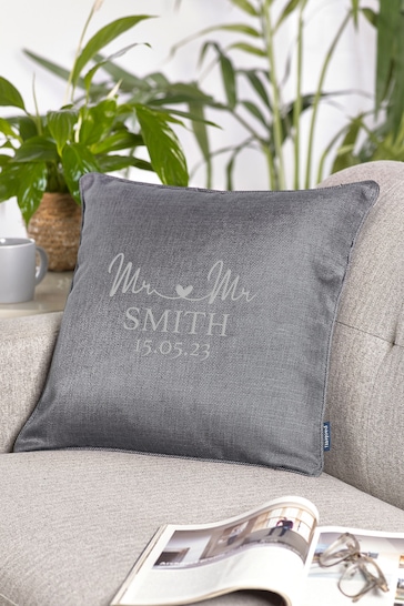 Personalised Mr & Mrs Date Cushion by Loveabode
