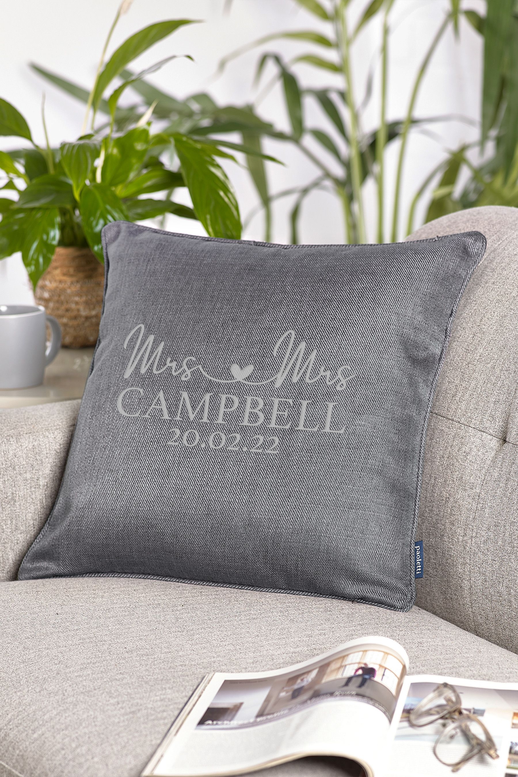 Buy Personalised Mr Mrs Date Cushion by Loveabode from the Next