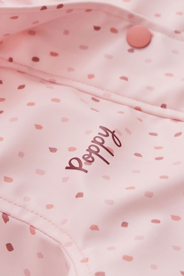 Personalised Pink Spot PU Rain Mac by My 1st Years