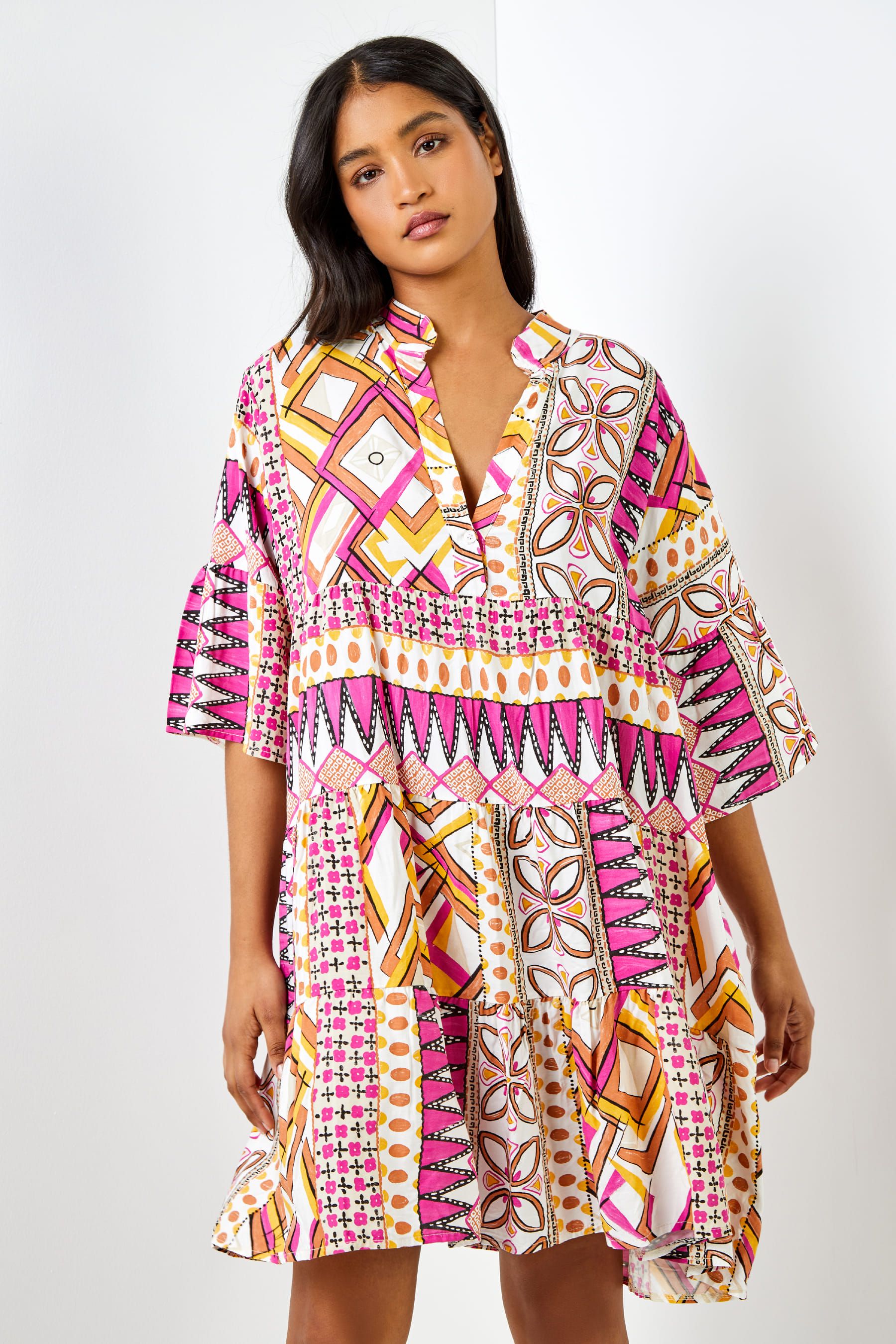 Boho smock dress top