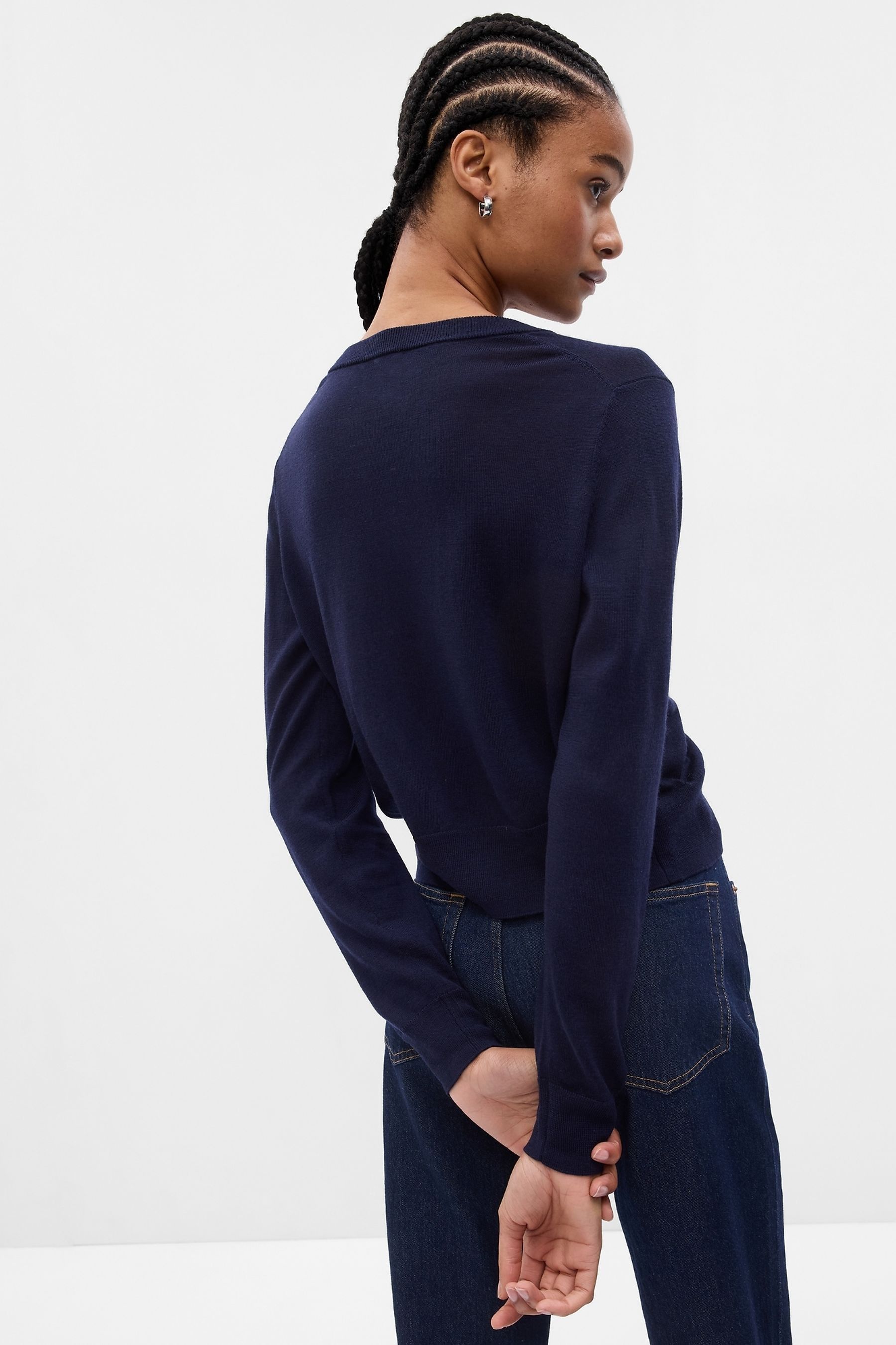 Buy Gap Blue Merino Wool Short Cardigan from the Next UK online shop