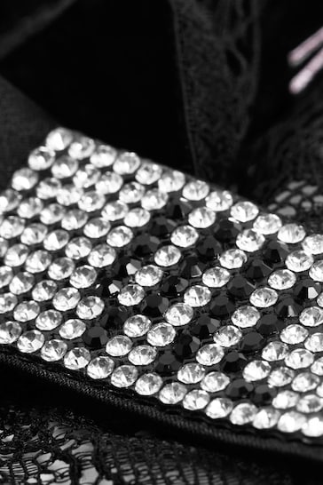 Victoria's Secret Black Lace Shine Strap Brazilian Knickers