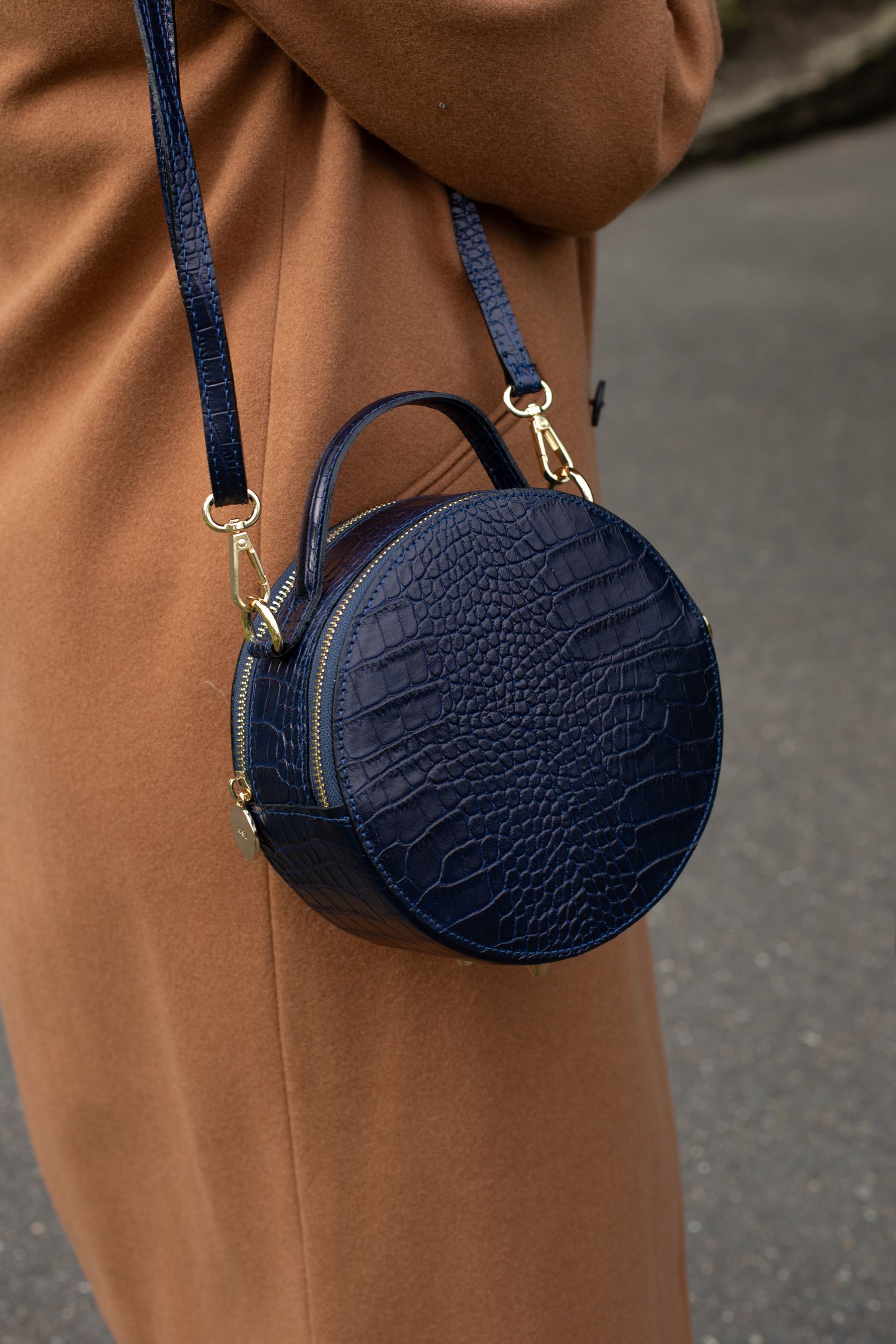 Personalised Leather Rosie Croc Circle Bag by LRM Goods