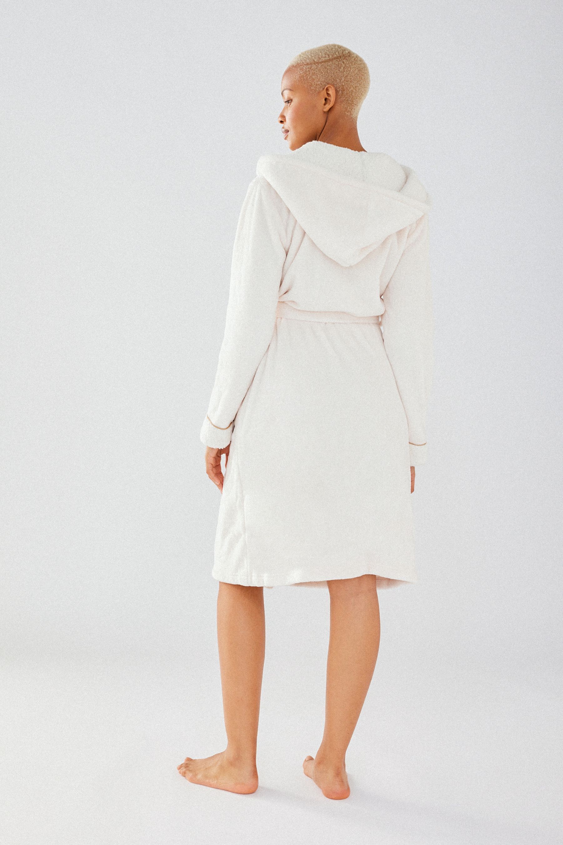 White cheap fluffy housecoat