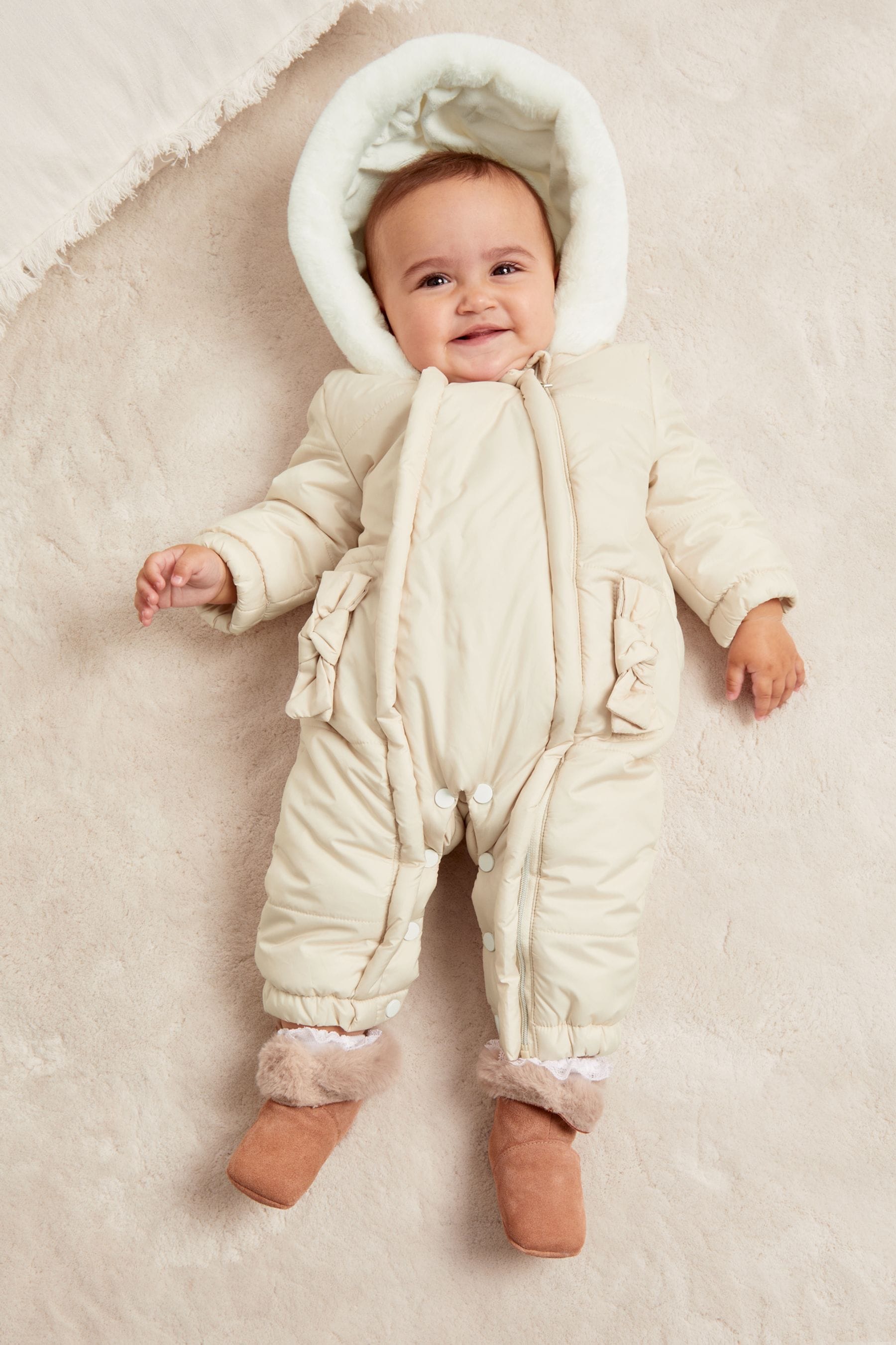 Faux fur baby snowsuit sales
