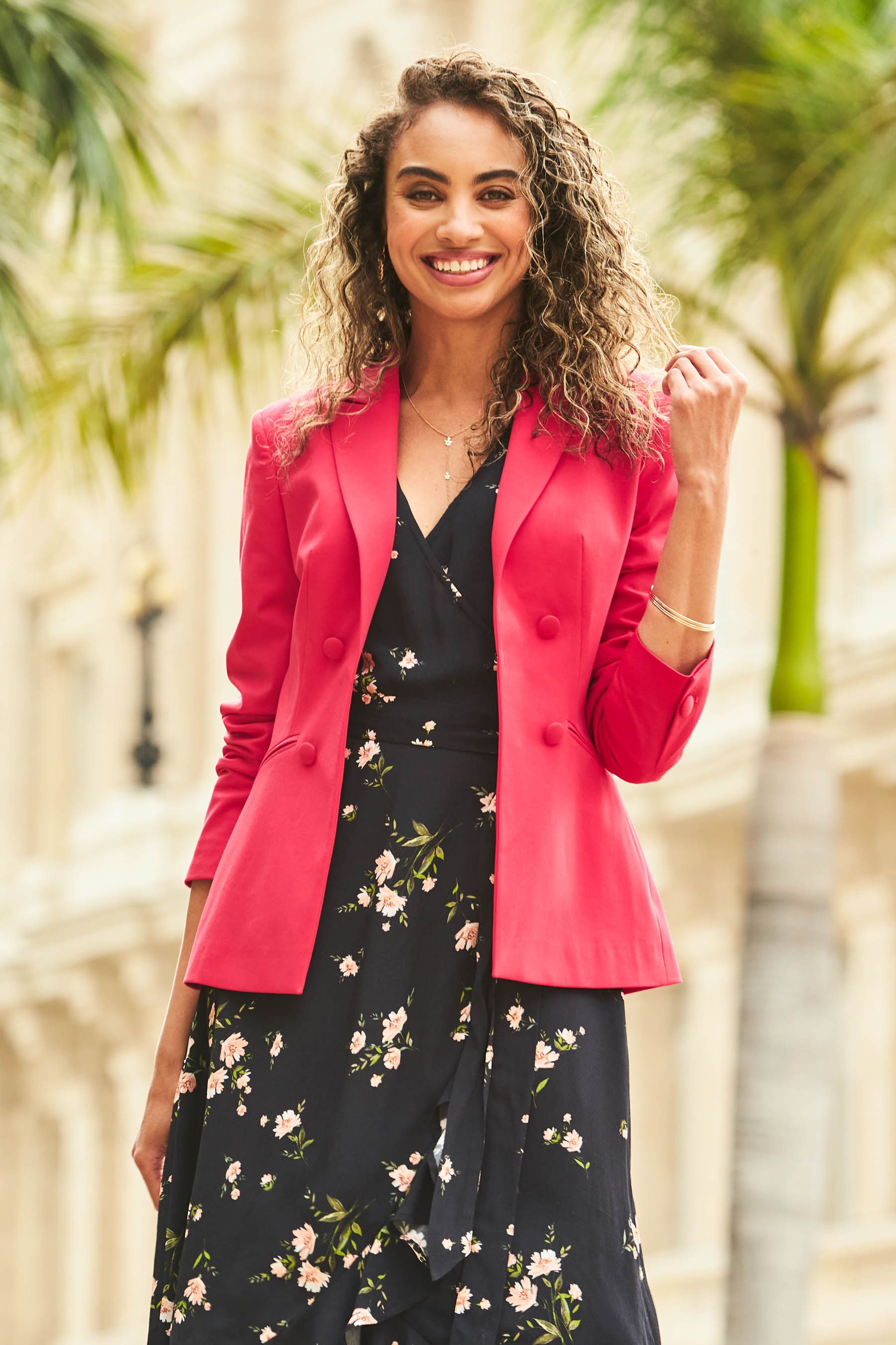 Pink tuxedo jacket womens sale