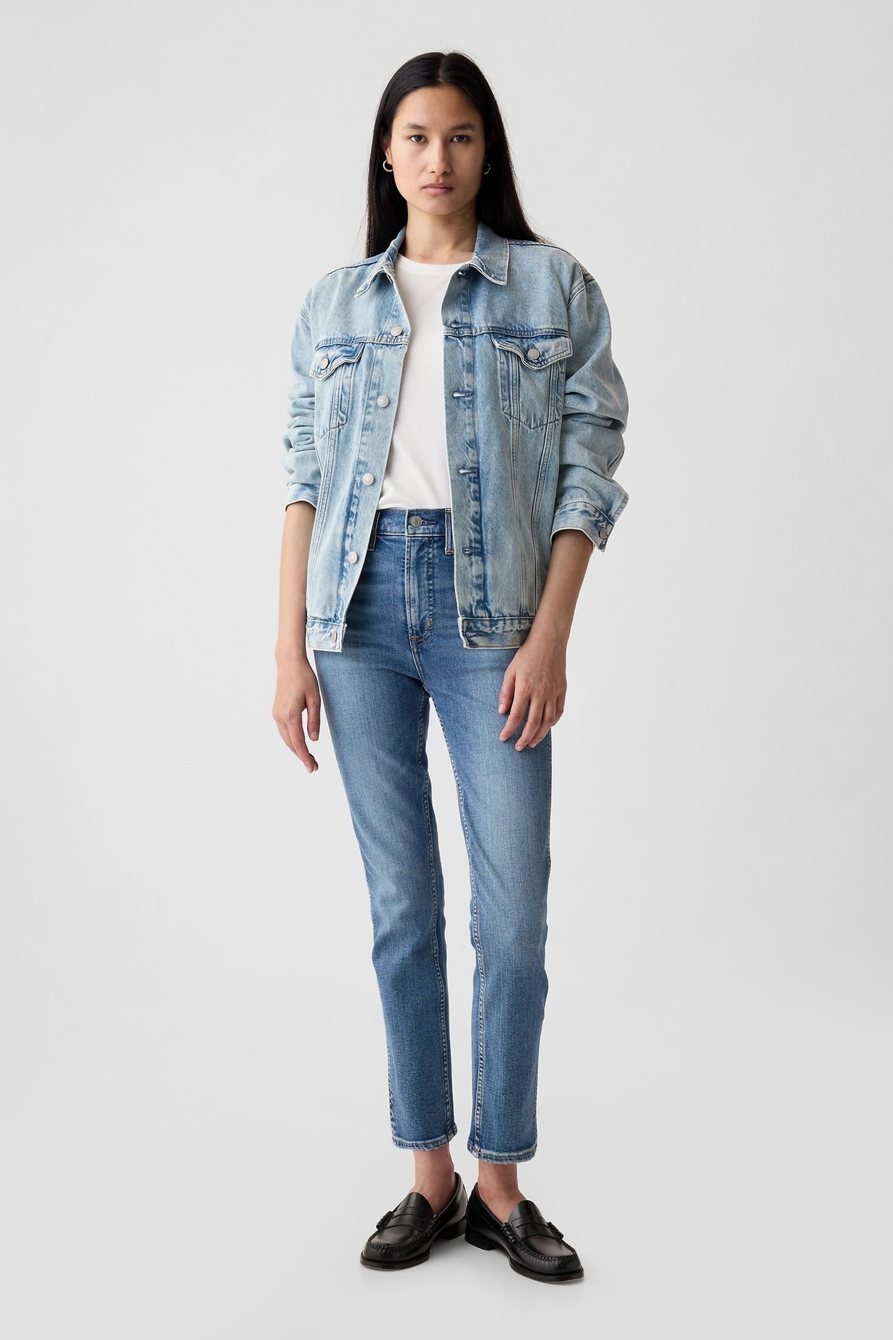 Gap high rise slim straight jeans top