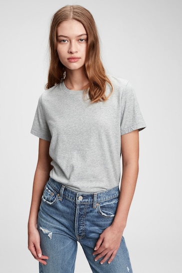 Gap Light Grey Cotton Vintage Crew Neck Short Sleeve T-Shirt