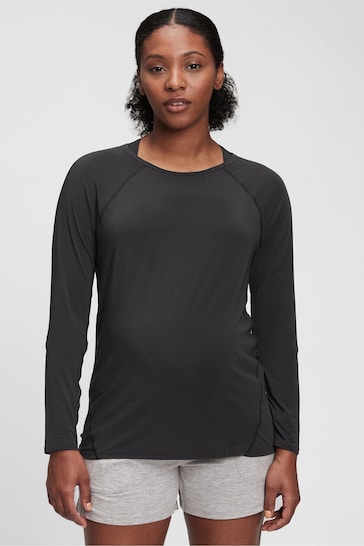 Gap Black Maternity Breathable Long Sleeve Crew Neck T-Shirt