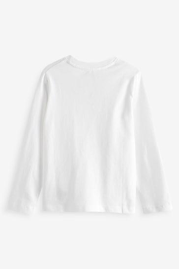 Gap White Pocket Long Sleeve Crew Neck T-Shirt (12mths-5yrs)