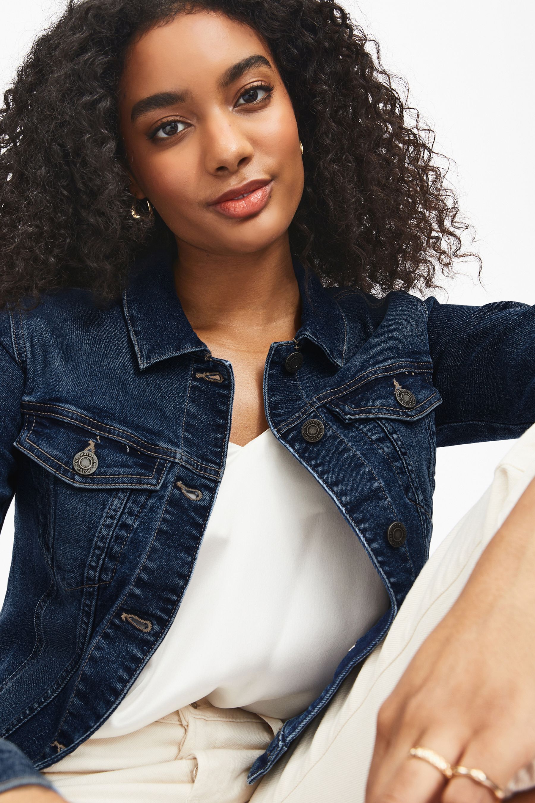 Fitted dark sales denim jacket