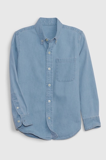 Gap Blue Button Up Long Sleeve Shirt (4-13yrs)