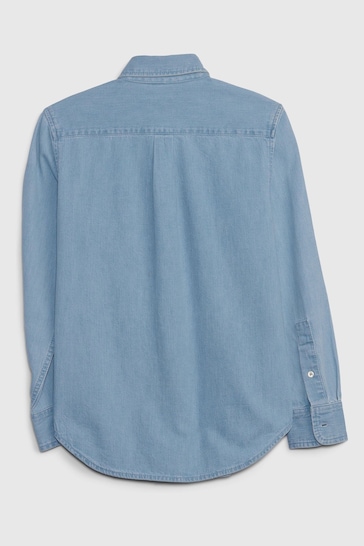 Gap Blue Button Up Long Sleeve Shirt (4-13yrs)
