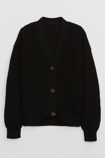 Buy Gap Black Cropped Shaker-Stitch Cardigan (4-13yrs) from the Next UK ...