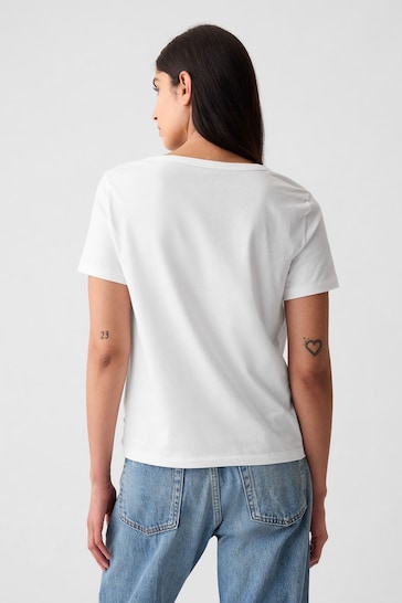 Gap White Organic Cotton Vintage Short Sleeve V Neck T-Shirt
