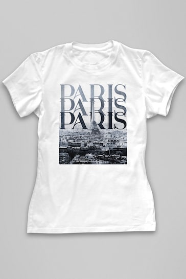 Coto7 White Paris Vintage Effect Skyline Women's T-Shirt by Coto7