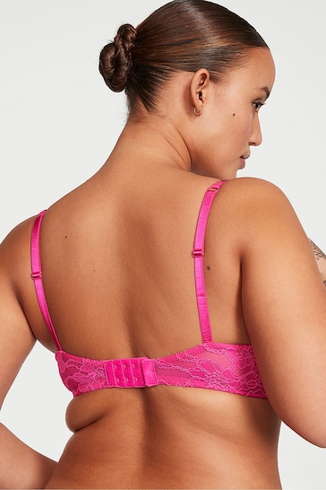 Victoria's Secret Forever Pink Lace Add 2 Cups Push Up Double Shine Strap Add 2 Cups Push Up Bombshell Bra