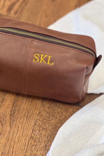 Personalised Embroidered Monogram Men's Wash Bag by Solesmith