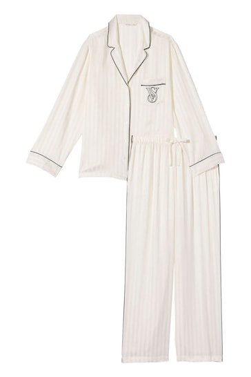 Victoria's Secret Coconut White Satin Long Pyjamas
