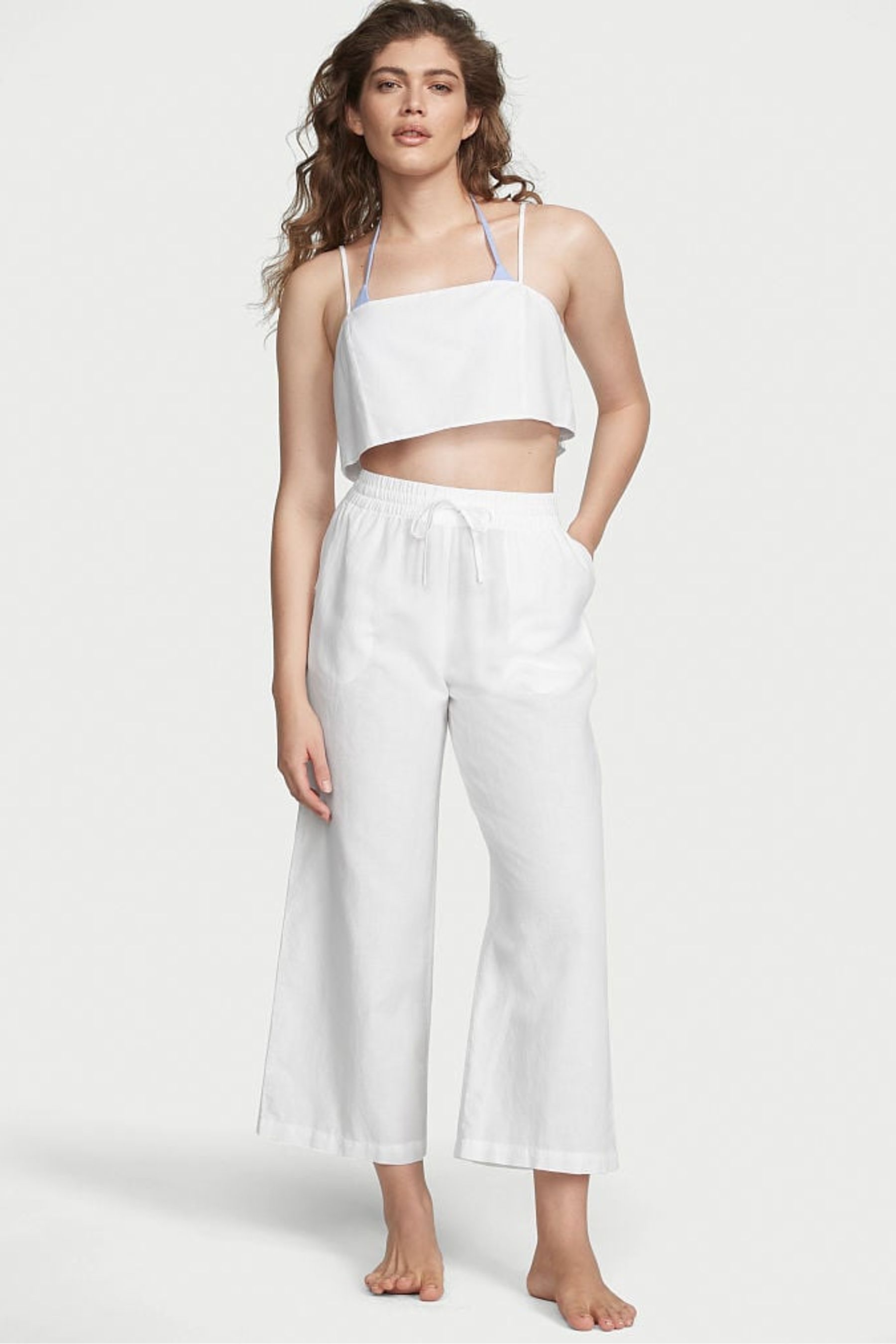 Buy Victoria s Secret White Linen Crop Top from the Next UK online shop