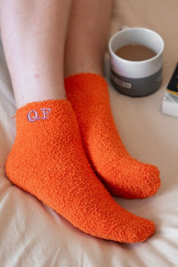 Personalised Embroidered Monogrammed Fluffy Bed Socks by Jonny's Sister