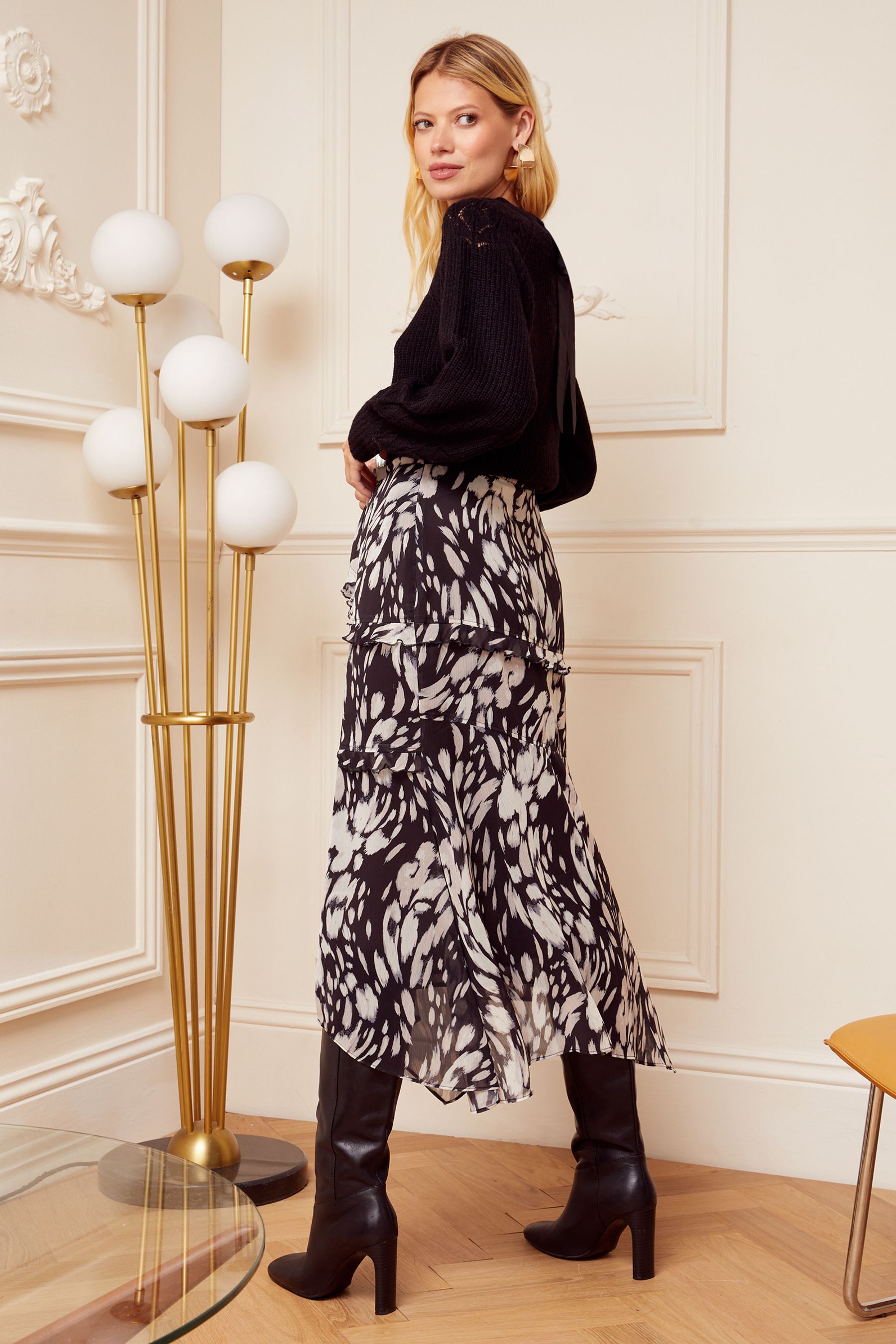 Ruffle skirt animal print deals