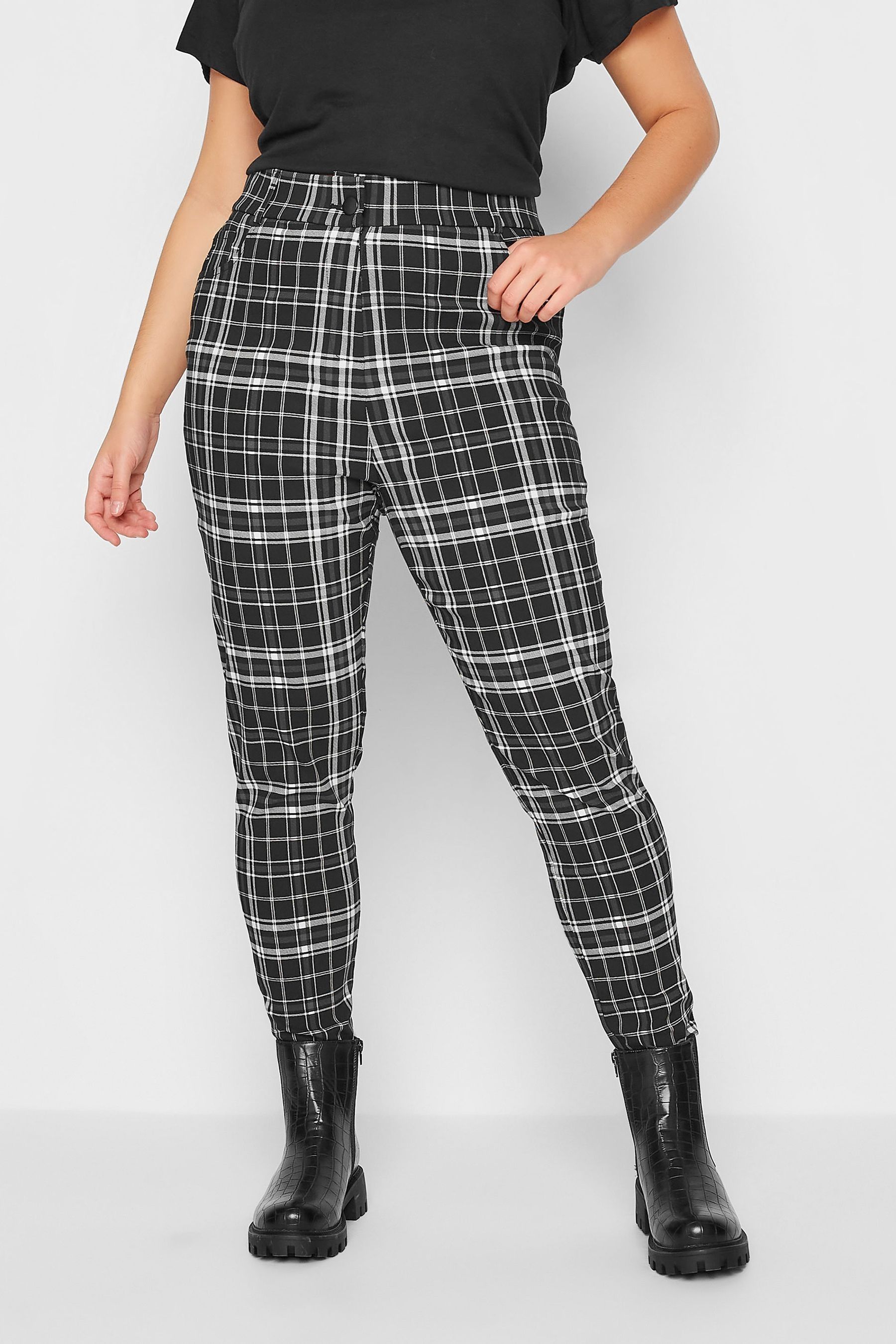Buy Yours Curve Black Curve Check Bengaline Trouser from the Next