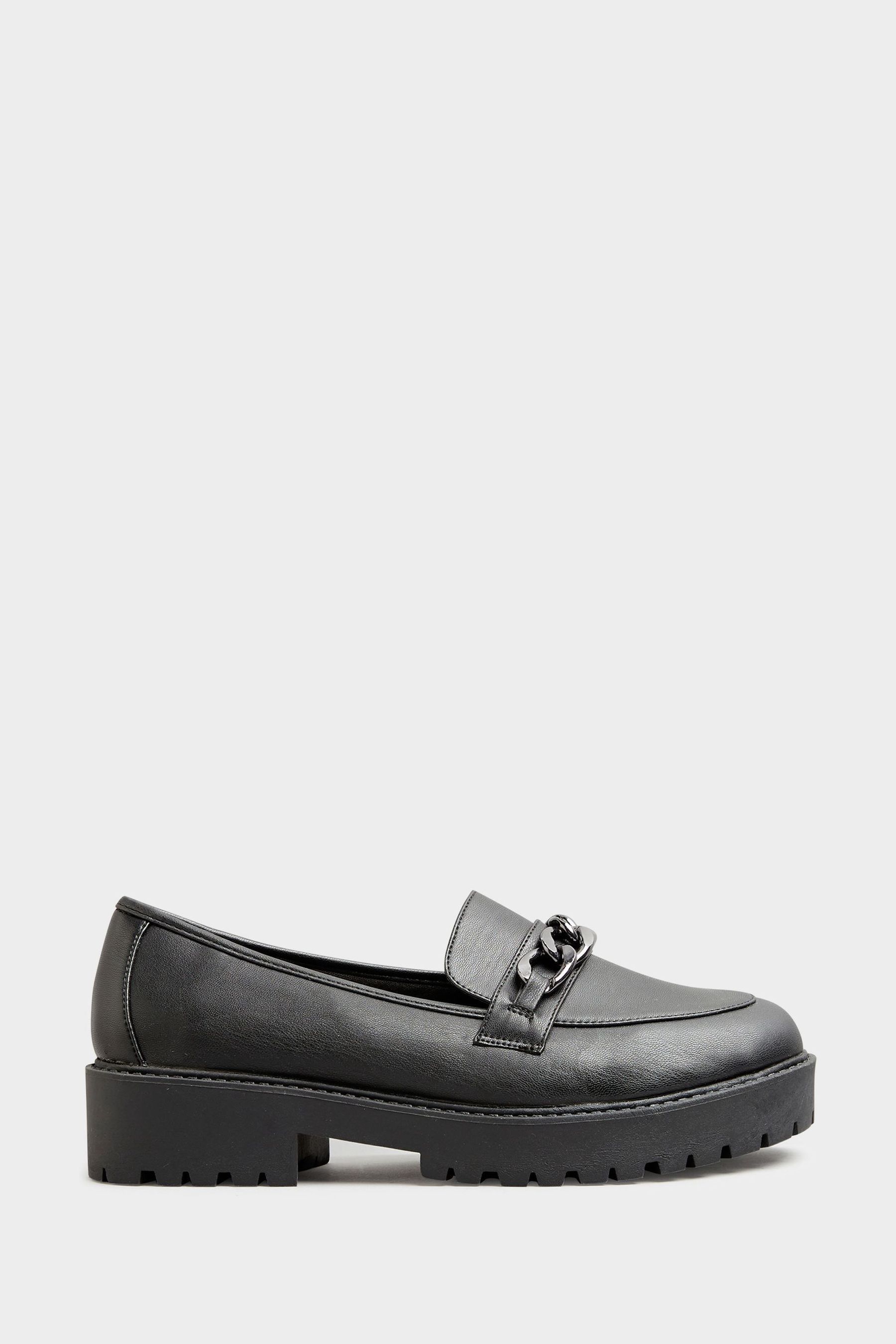 Black leather loafers womens wide fit hot sale