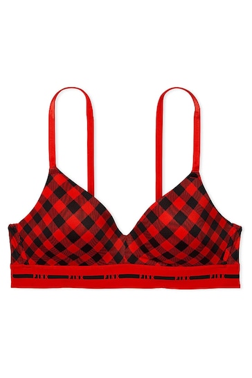 Victoria's Secret PINK Red Pepper Tartan Non Wired Lightly Lined Smooth T-Shirt Bra