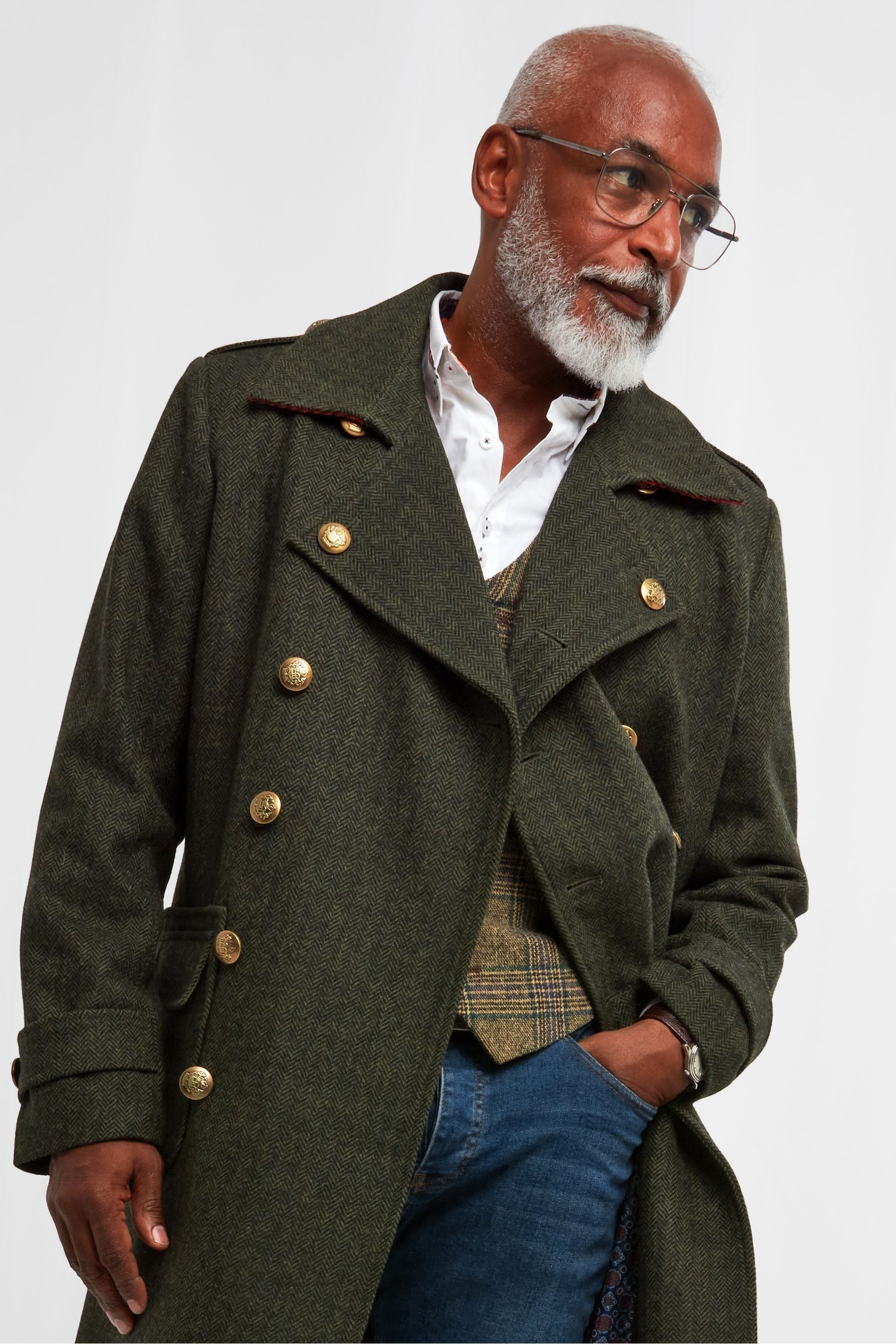 Military store coat man