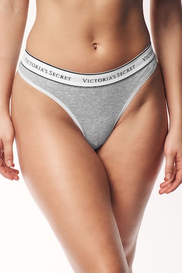 Victoria's Secret Medium Heather Grey Thong Logo Multipack Knickers