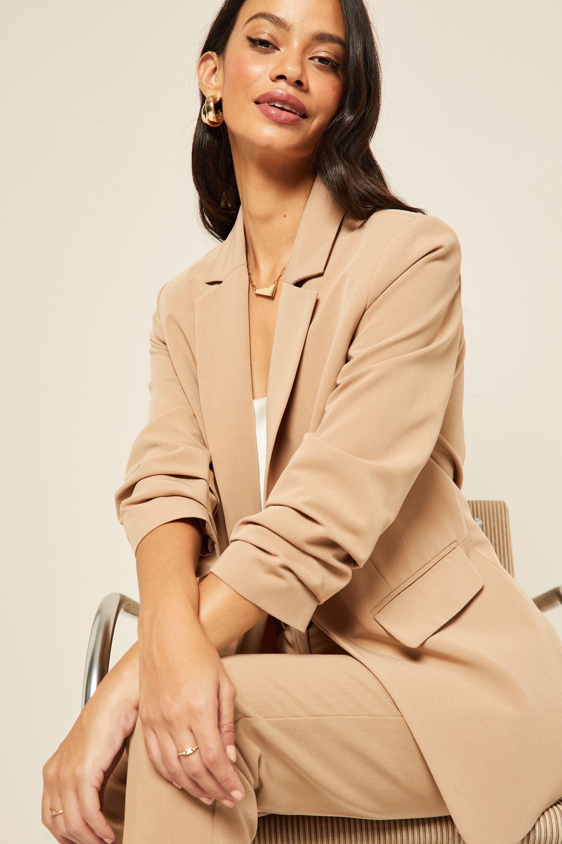 Buy Friends Like These Camel Petite Edge to Edge Tailored Blazer
