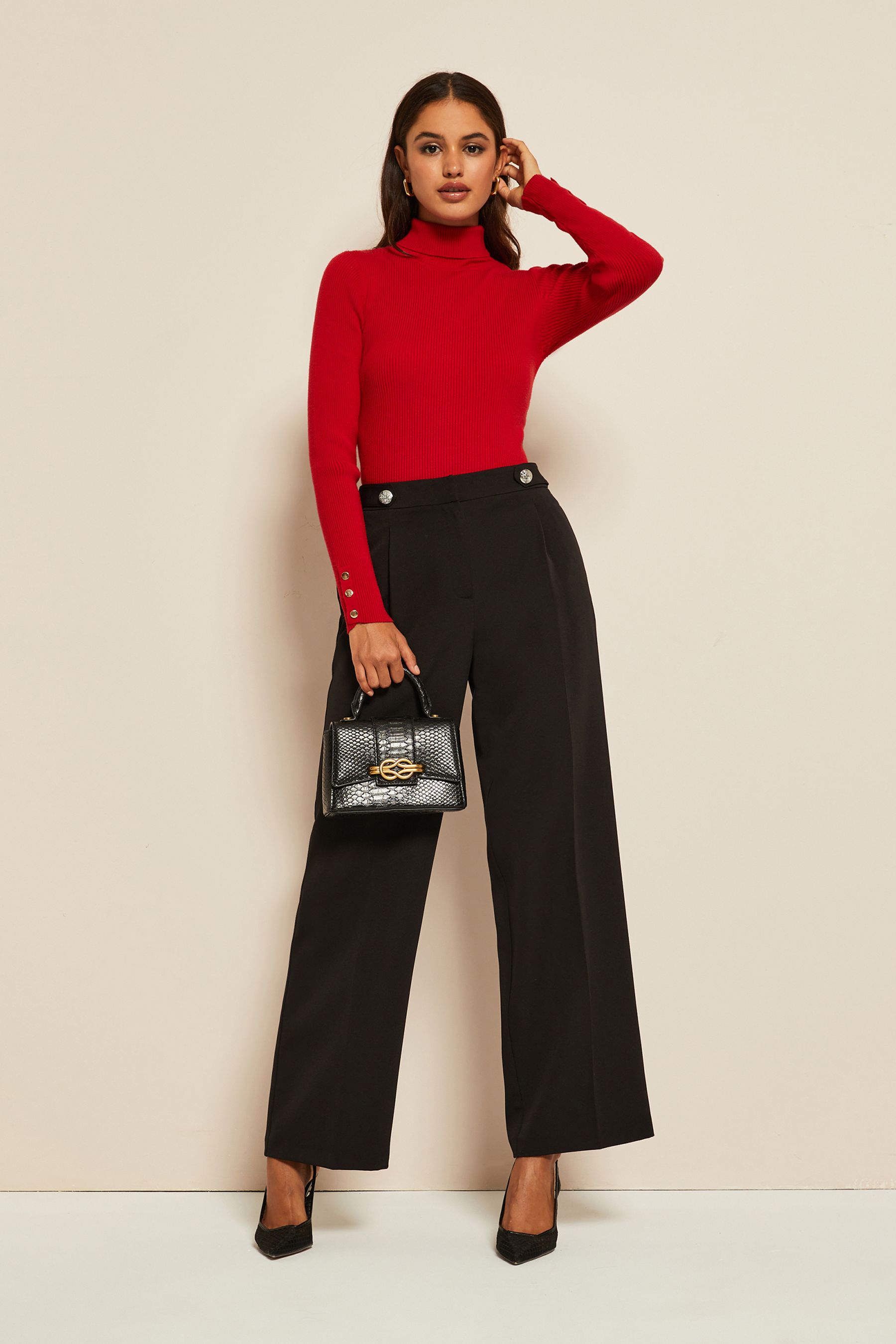 Petite high waisted wide leg trousers sale
