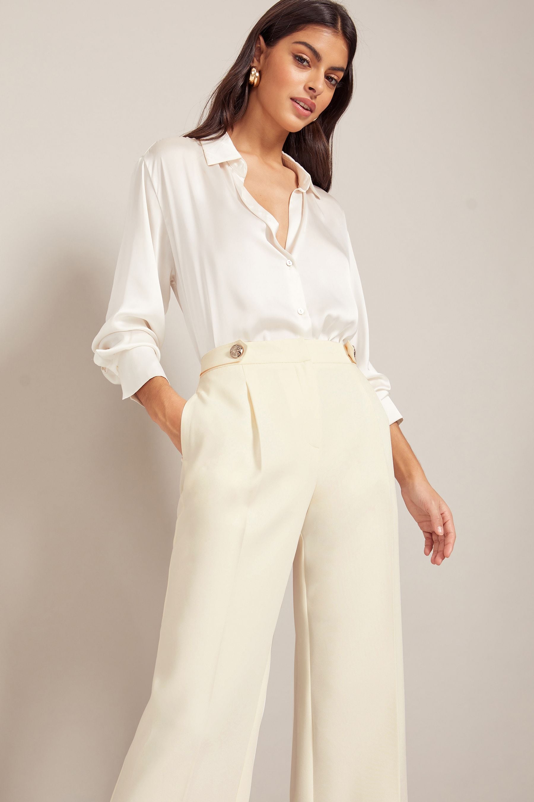Petite high waisted wide leg store trousers