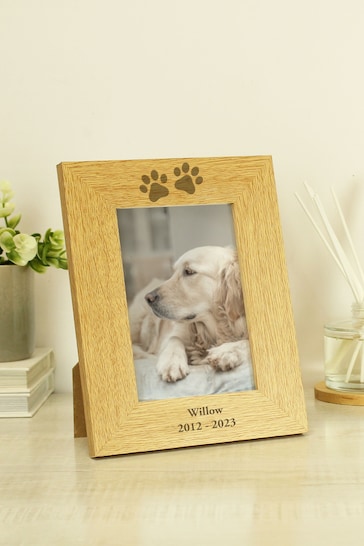 Personalised Paw Print 6x4 Wooden Photo Frame by PMC