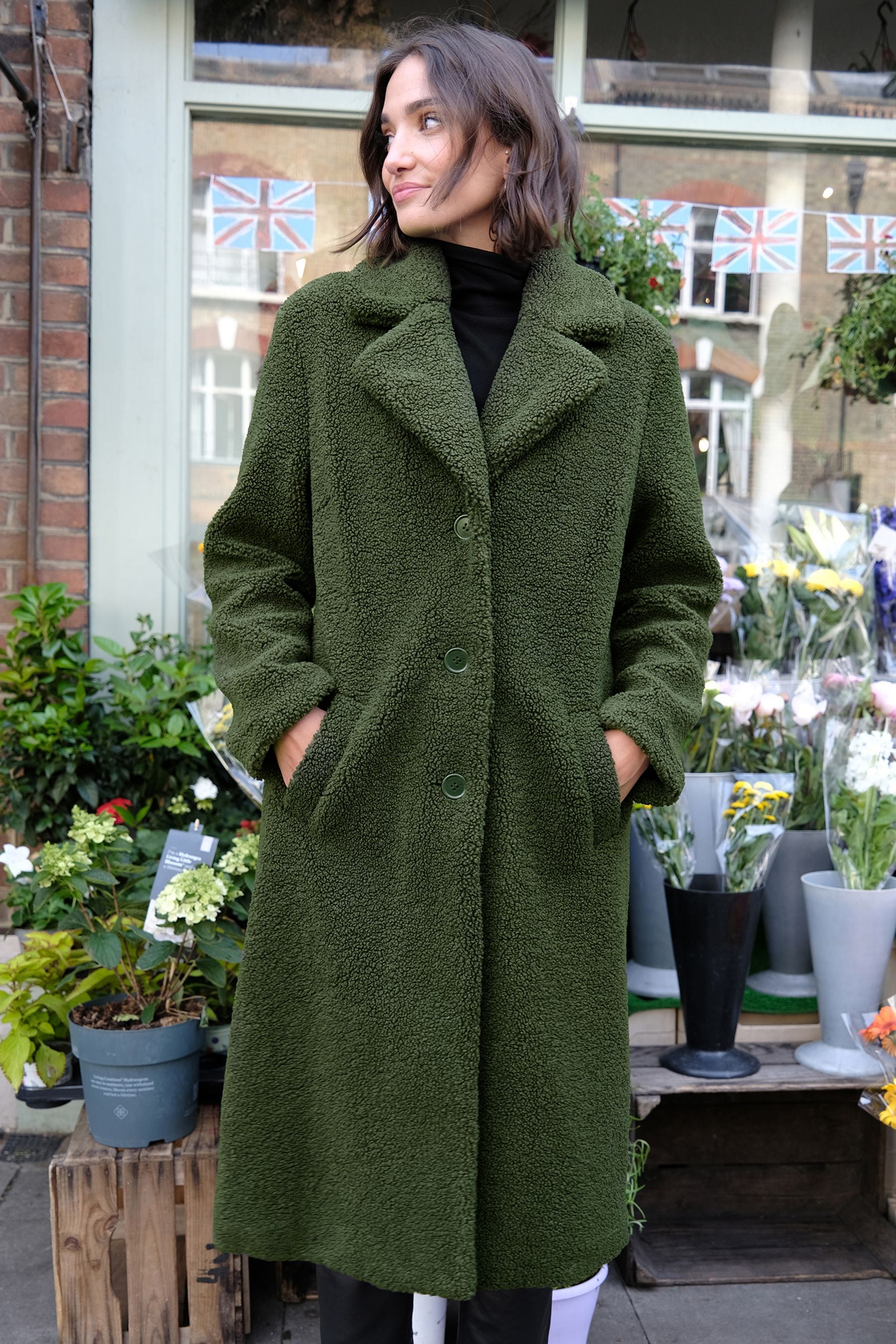 Khaki green 2025 teddy coat