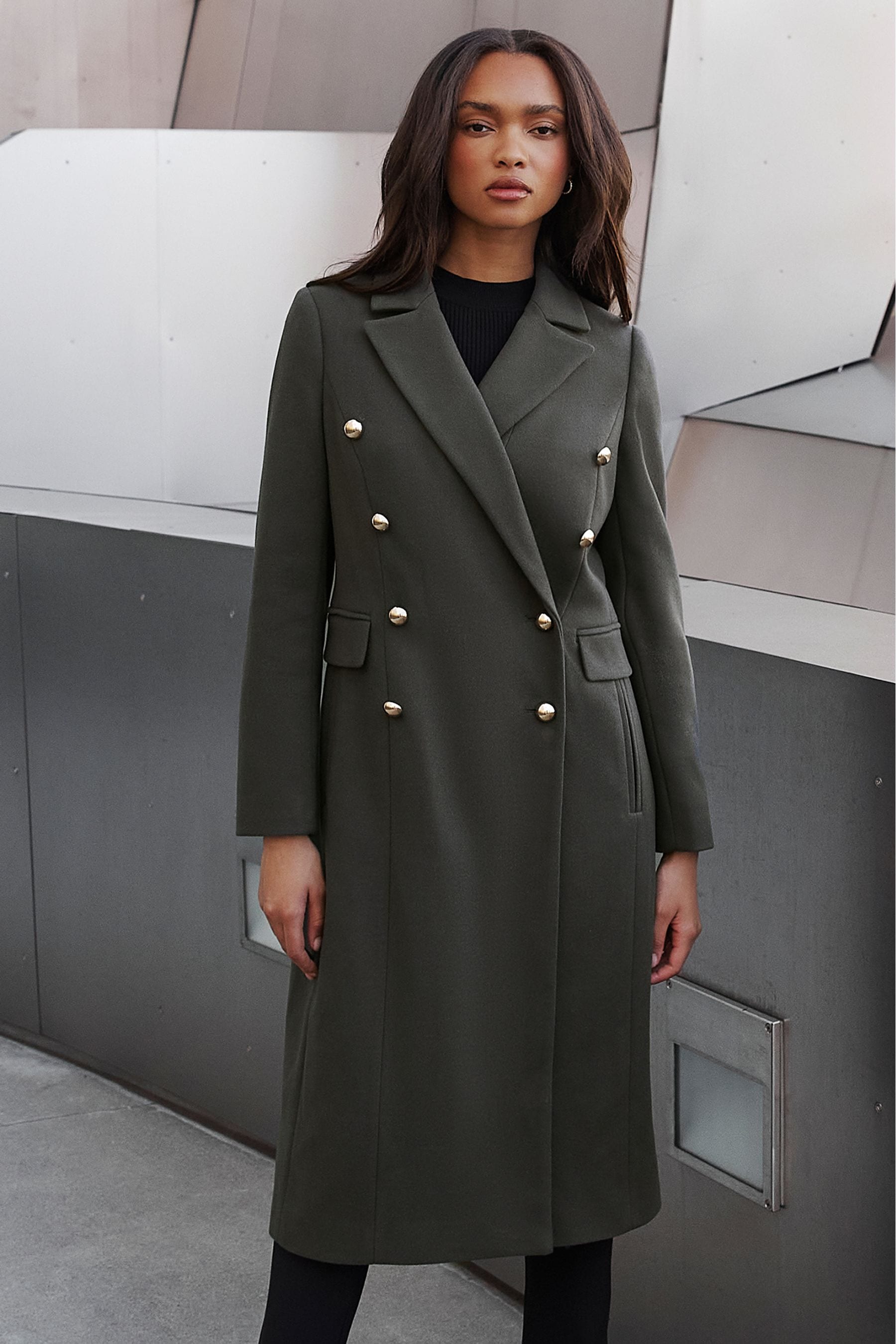Long double hotsell breasted coat
