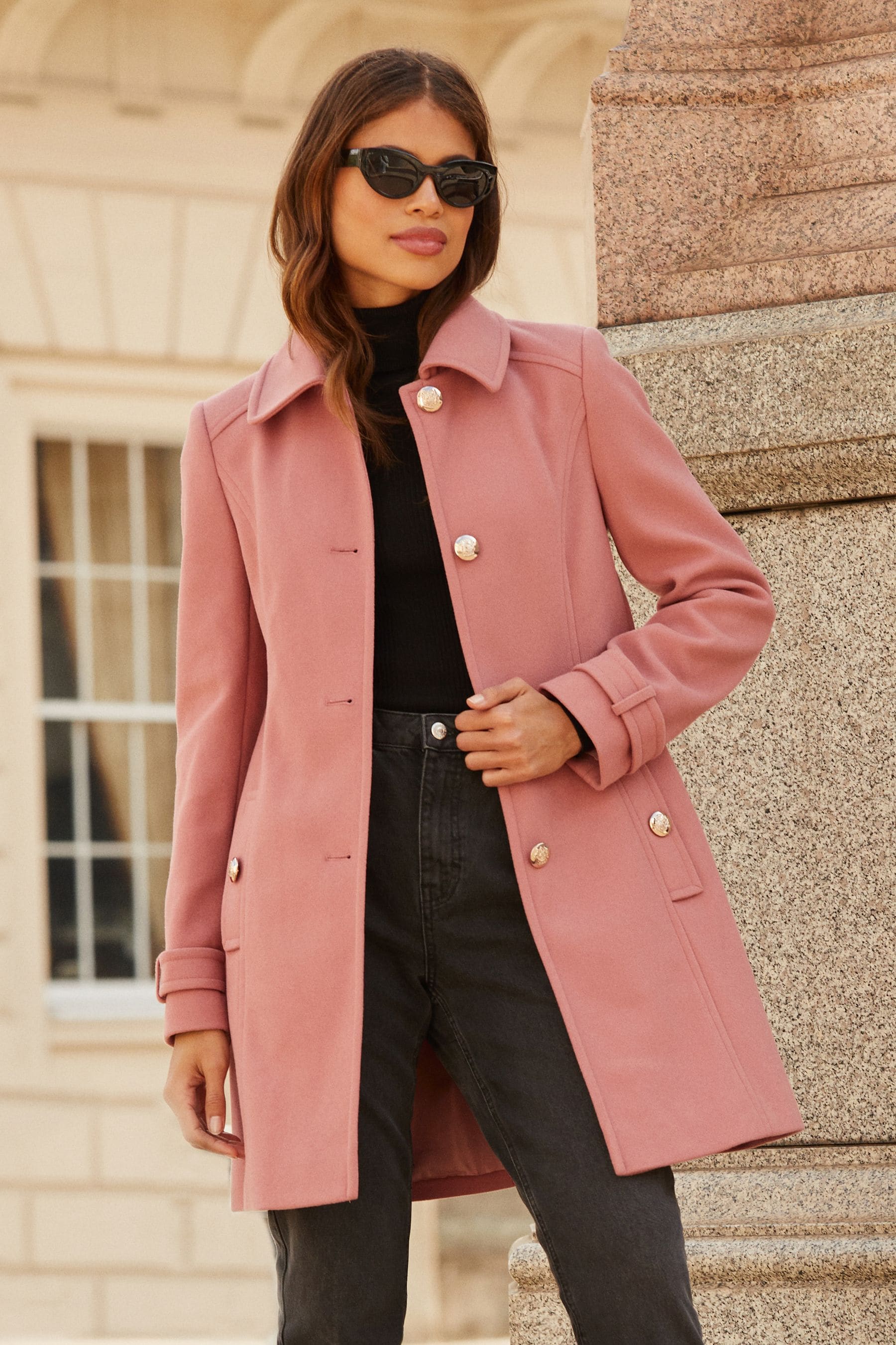 Petite pink sales trench coat