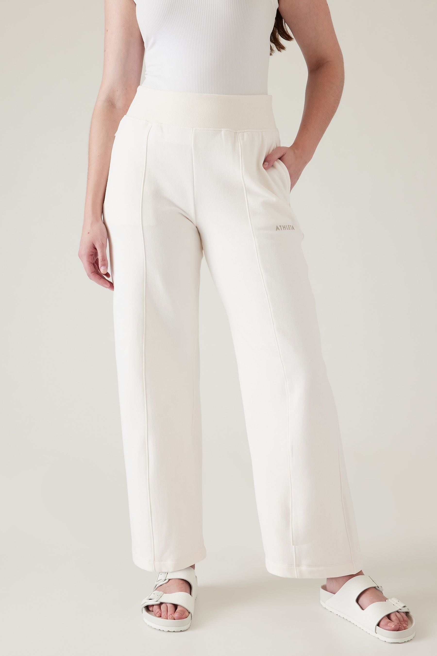 Cream wide leg best sale joggers
