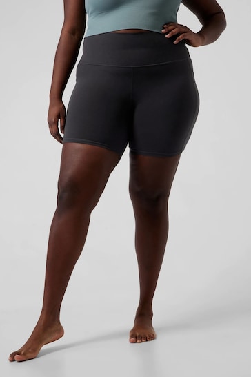 Athleta Black Salutation 7 Inch High Rise Cycling Shorts