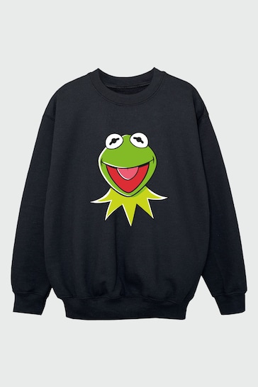 Brands In BLACK Disney Muppets Kermit Head Boys Black Sweatshirt