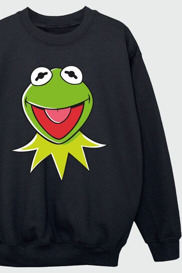 Brands In BLACK Disney Muppets Kermit Head Boys Black Sweatshirt