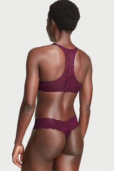 Victoria's Secret Burgundy Purple Thong Lace Knickers