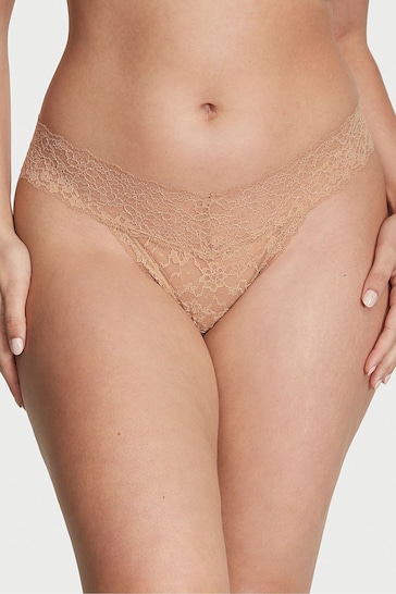 Victoria's Secret Sweet Praline Nude Thong Lace Knickers